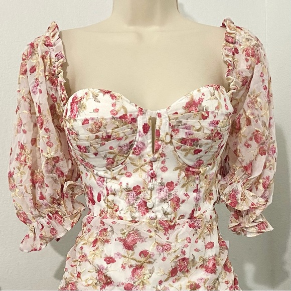 Alamour The Label Myrna Floral Bustier Corset Mini Dress Lace Up New Coquette - Picture 3 of 12